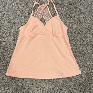Peach Lace Halter Top